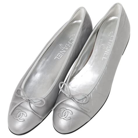 silver chanel flats sale.